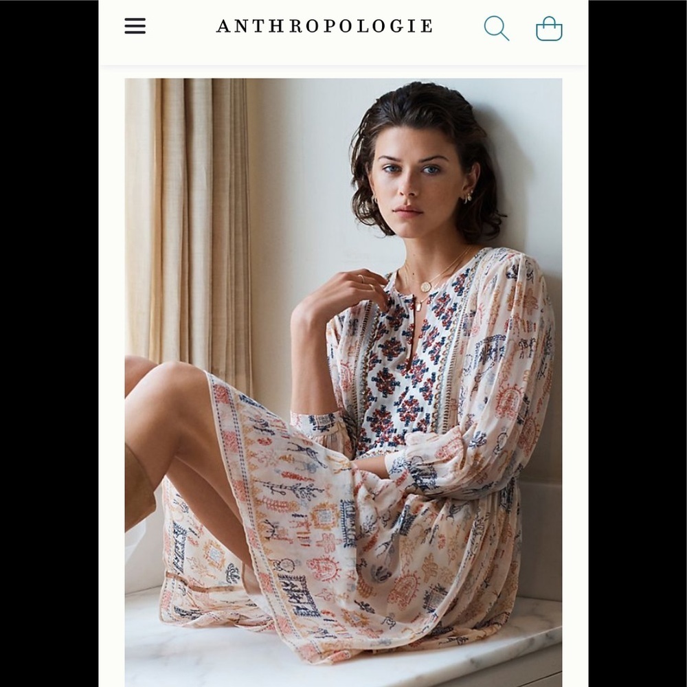 XS Velvet Tawni Embroidered Tunic Anthropologie